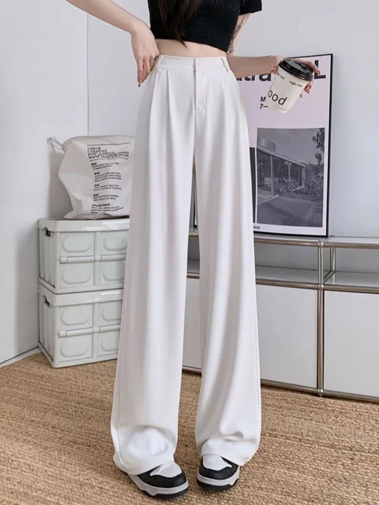 Women's Summer Slim-Fit Trousers: Lightweight, Flowing, Breathable, Comfortable and Soft Wide-Leg Straight-Leg Trousers